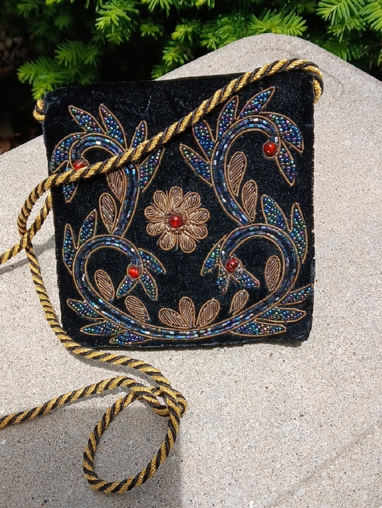 Source Unknown Handbags - Velvet Beaded Artwork Bag